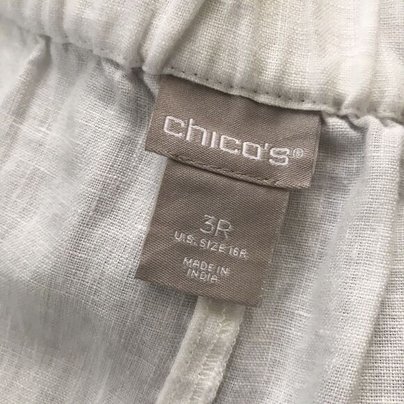 Chico’s White Linen Cropped Pull On Pants with Pockets NWOT XL 3 - Picture 10 of 10